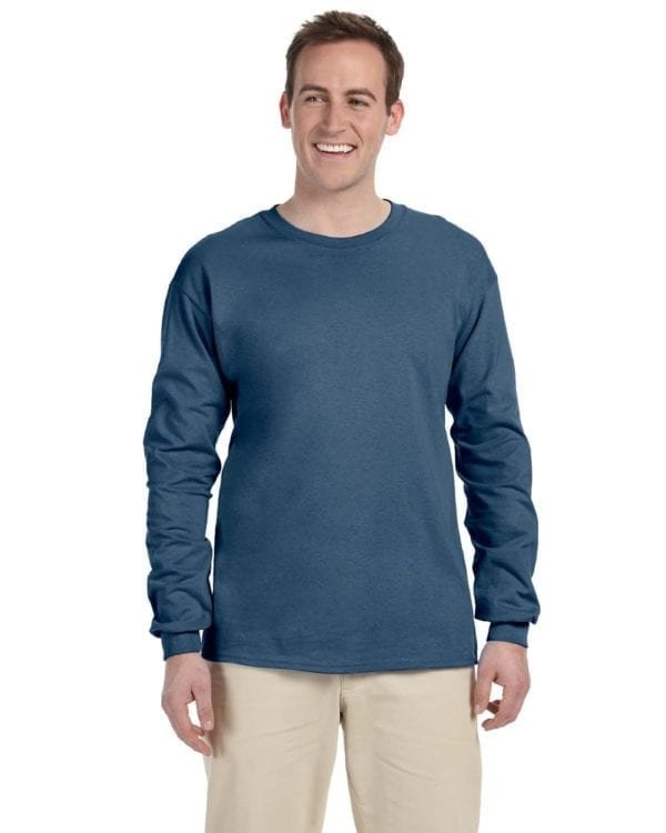 Gildan G240 Ultra Cotton Wholesale Custom Long Sleeve Shirt Bulk Custom Shirts indigo blue