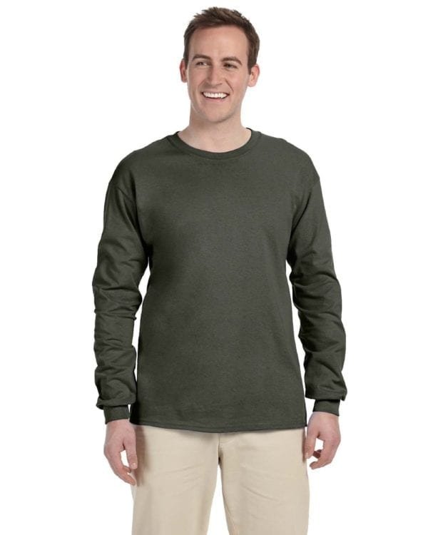 Gildan G240 Ultra Cotton Wholesale Custom Long Sleeve Shirt Bulk Custom Shirts military green
