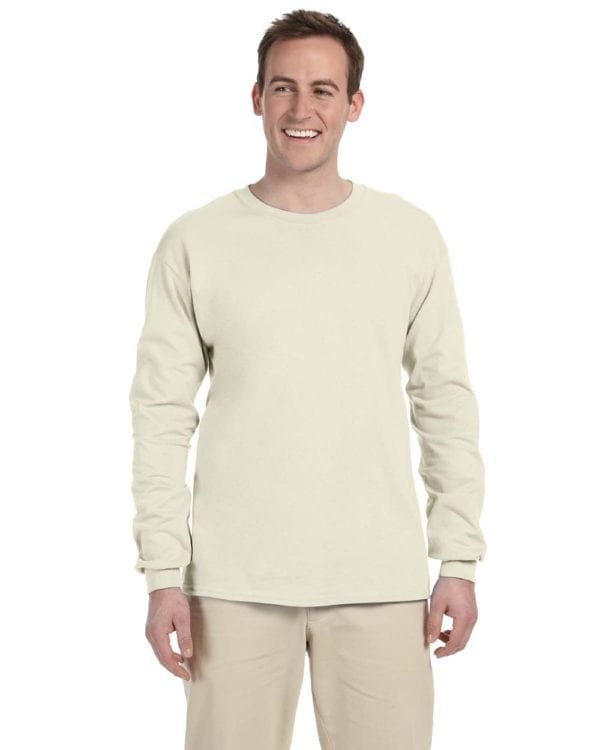 Gildan G240 Ultra Cotton Wholesale Custom Long Sleeve Shirt Bulk Custom Shirts natural