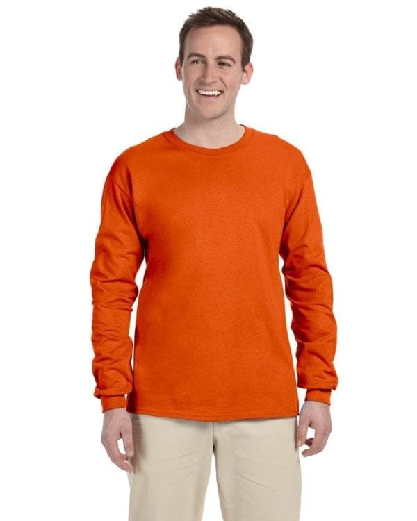 Gildan G240 Ultra Cotton Wholesale Custom Long Sleeve Shirt Bulk Custom Shirts orange