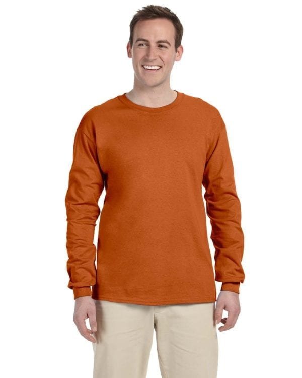 Gildan G240 Ultra Cotton Wholesale Custom Long Sleeve Shirt Bulk Custom Shirts texas orange