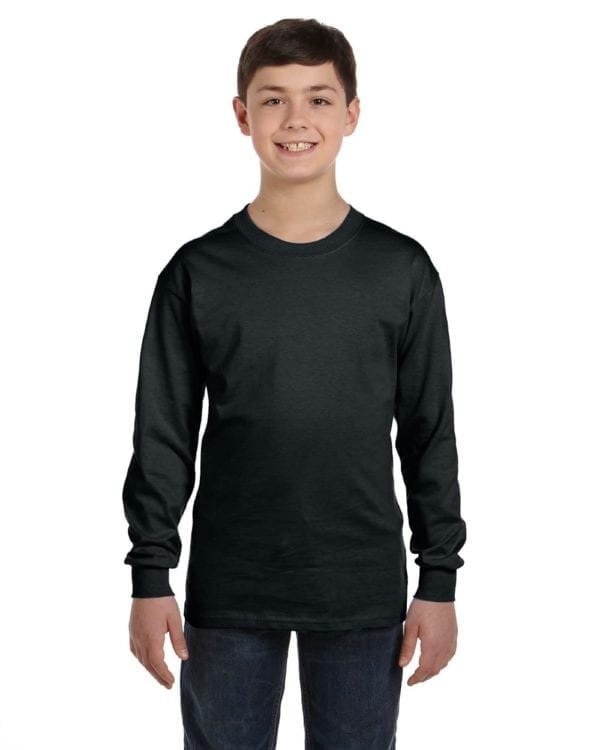 Gildan G540B Youth Cotton Custom Long Sleeve Shirt at bulk custom shirts black