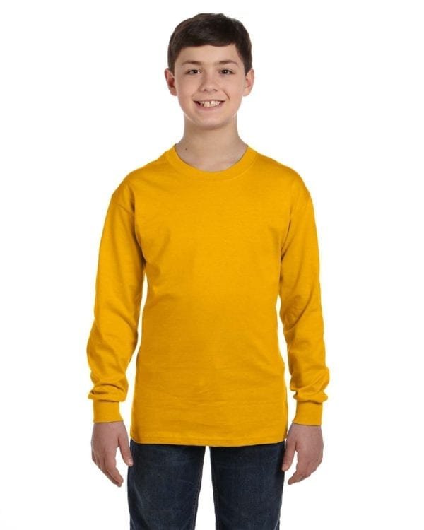 Gildan G540B Youth Cotton Custom Long Sleeve Shirt at bulk custom shirts gold