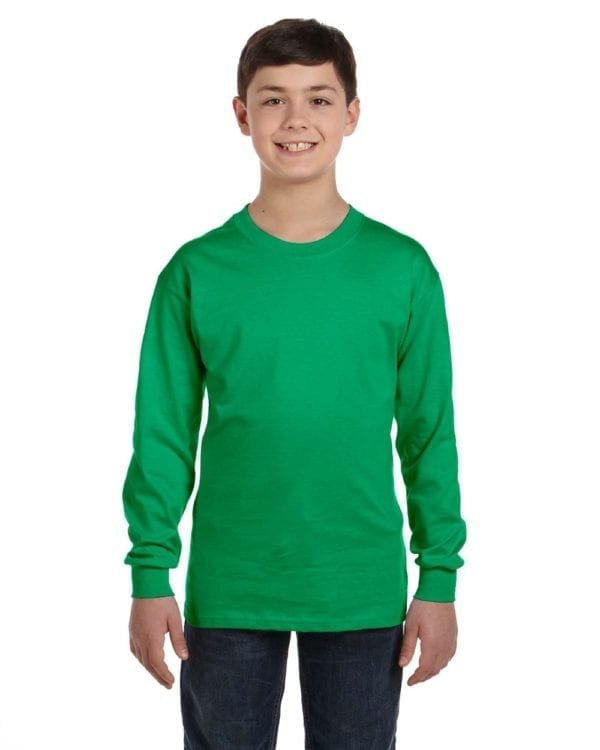 Gildan G540B Youth Cotton Custom Long Sleeve Shirt at bulk custom shirts irish green
