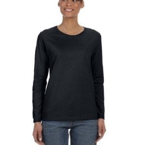 Gildan G540L Ladies' Cotton Custom Long Sleeve Shirt at bulk custom shirts black