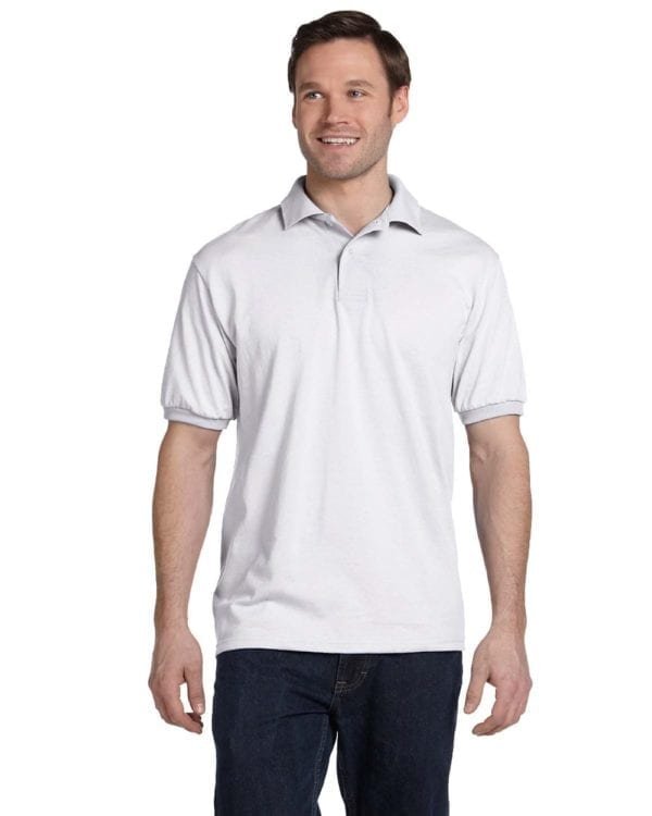 Hanes 054 50-50 poly-cotton budget custom polo bulk custom shirts white