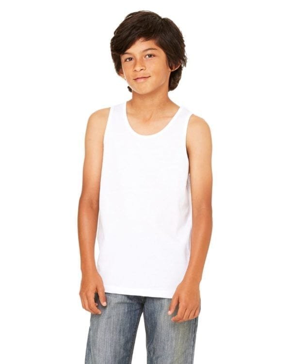 bella canvas 3480y personalize youth jersey tank top bulk custom shirts white