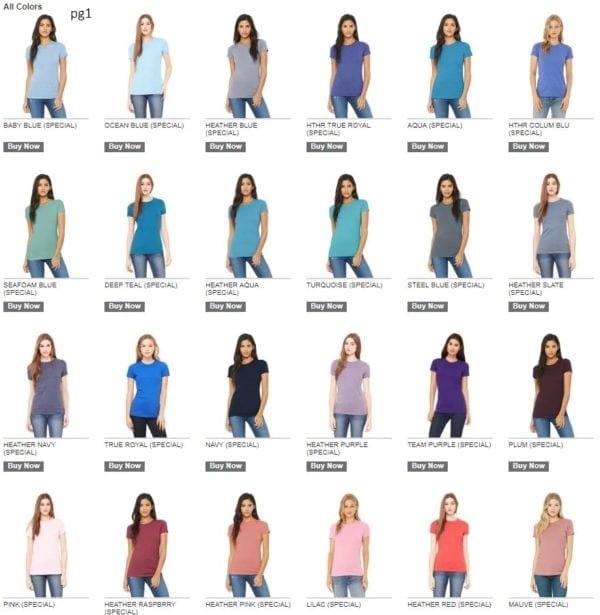 bella canvas 6004 custom ladies the favorite 4.2oz t-shirt bulk custom shirts colors pg1