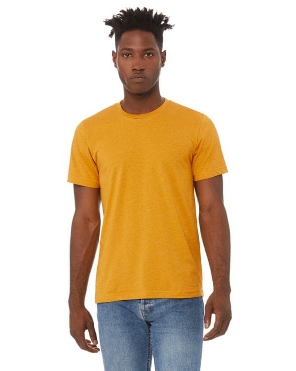 bulk custom shirts bella canvas 3001cvc custom unisex jersey shirt heather mustard