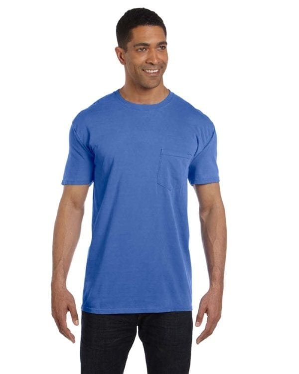 bulk custom shirts comfort colors 6030cc heavyweight rs custom pocket t shirt neon blue