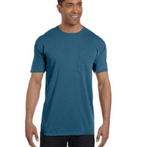 bulk custom shirts comfort colors 6030cc heavyweight rs custom pocket t shirt topaz blue