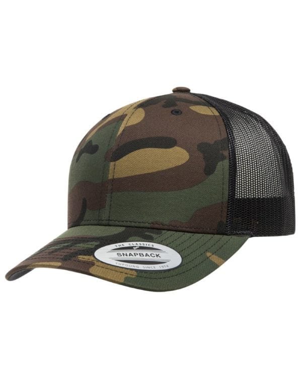 bulk custom shirts - custom hats yupoong 6606 custom retro trucker snapback cap green camo blck