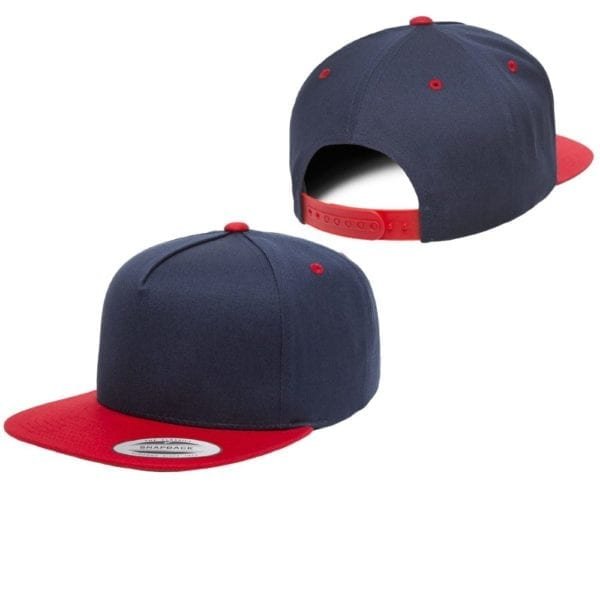 bulk custom shirts - custom hats yupoong y6007 custom 5 panel twill snapback cap navy red front back
