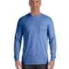 comfort colors c4410 heavyweight RS custom long sleeve pocket t shirt flo blue