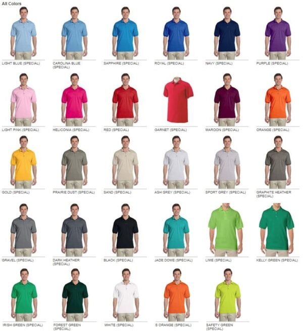 custom polo bulk custom shirts gildan g880 50-50 polo colors