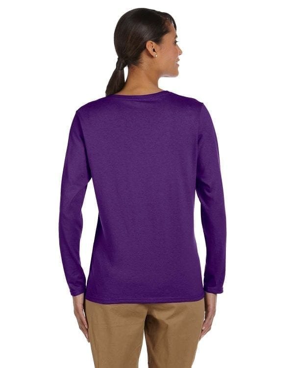 gildan g540l ladies long sleeve shirt purple back