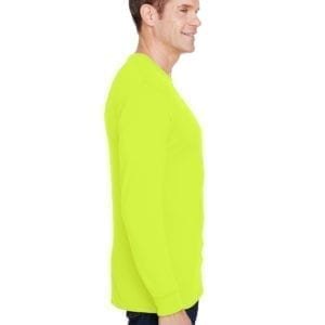 hanes w120 long sleeve pocket shirt uv protection safety green side