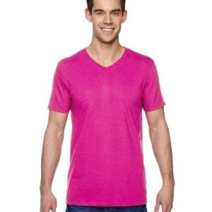bulk custom shirts fruit of the loom sfvr custom softspun cotton v-neck tshirt cyber pink