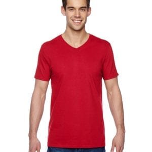 bulk custom shirts fruit of the loom sfvr custom softspun cotton v-neck tshirt fiery red