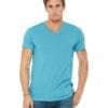 personalized shirts bella canvas 3415c unisex custom triblend shirt sleeve v-neck t shirt aqua triblend