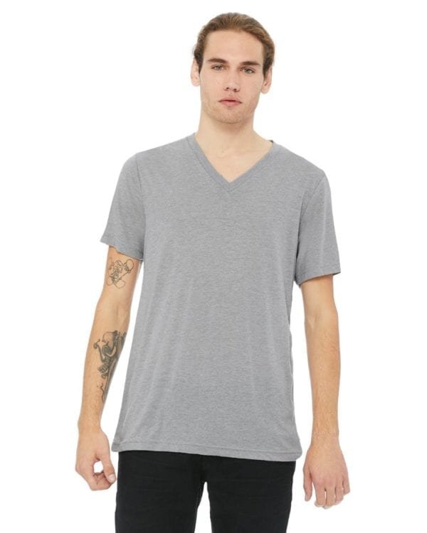 personalized shirts bella canvas 3415c unisex custom triblend shirt sleeve v-neck t shirt athletic grey triblend
