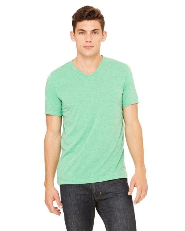 personalized shirts bella canvas 3415c unisex custom triblend shirt sleeve v-neck t shirt green triblend