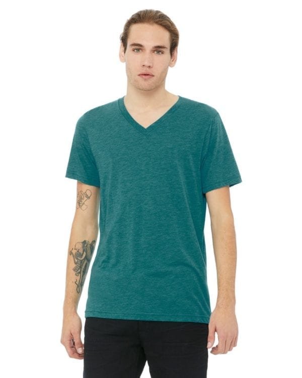 personalized shirts bella canvas 3415c unisex custom triblend shirt sleeve v-neck t shirt teal triblend